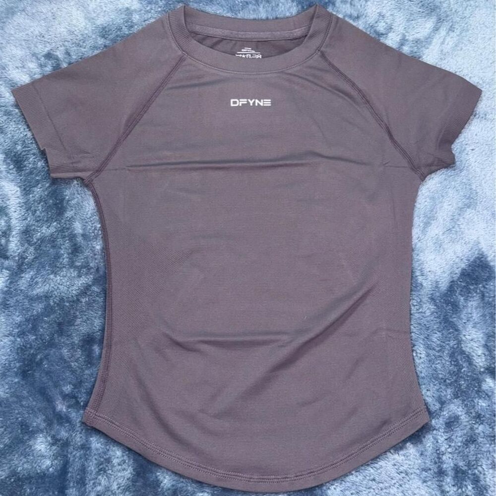 Dfyne Women's Brown and Grey Top